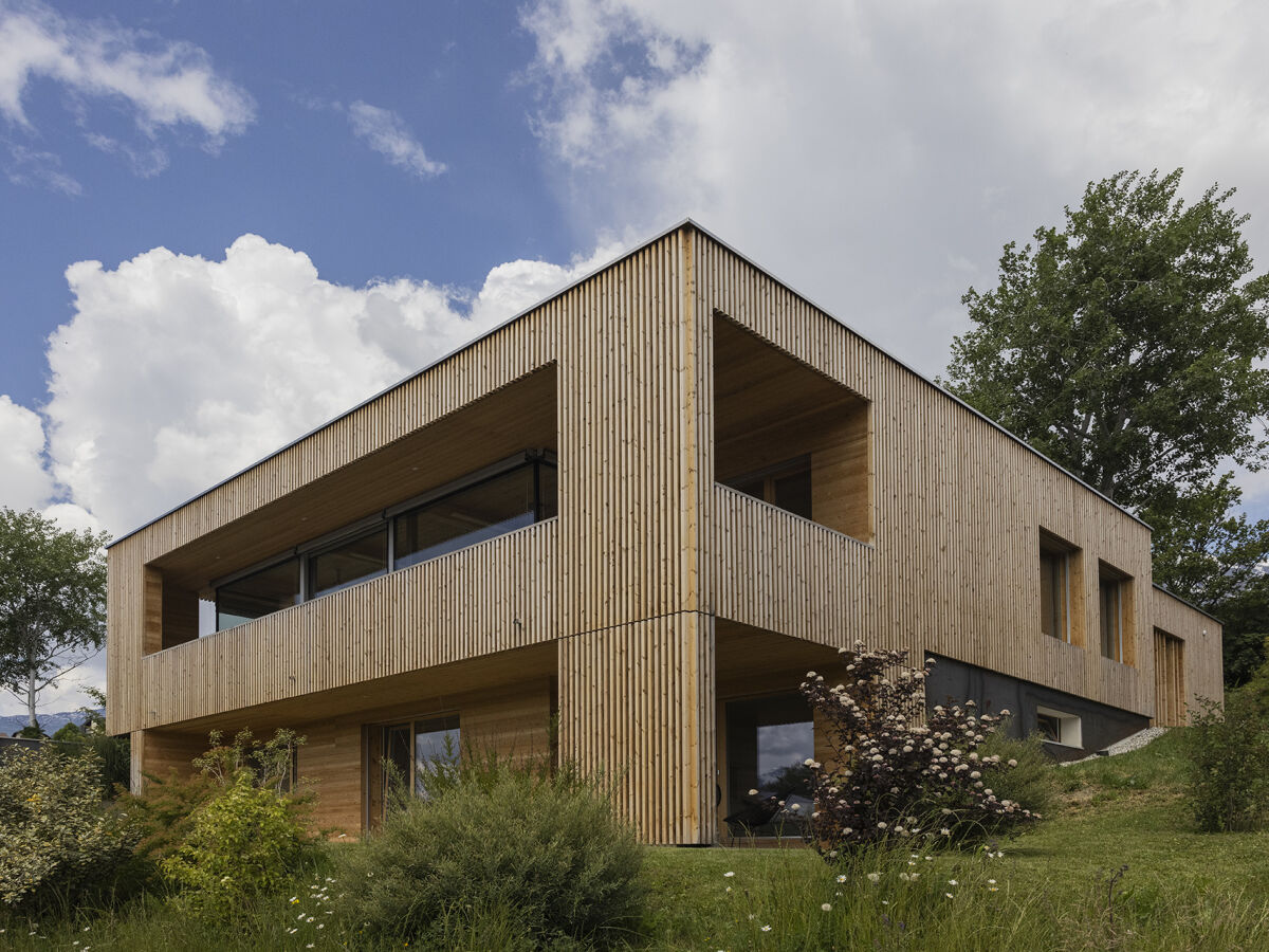 Modern log home in the Swiss alps