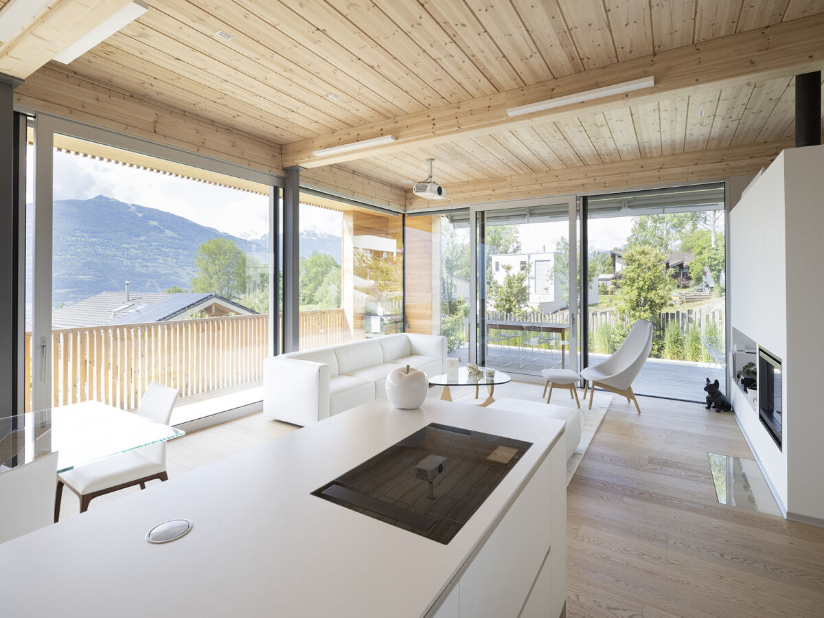 Modern log home in the Swiss alps interior