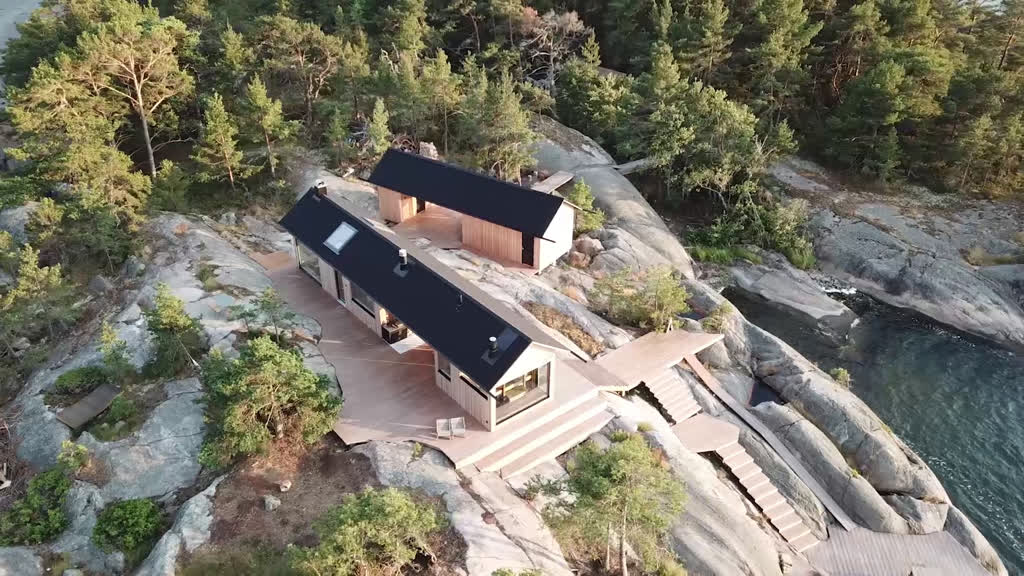 Aerial photo of log house